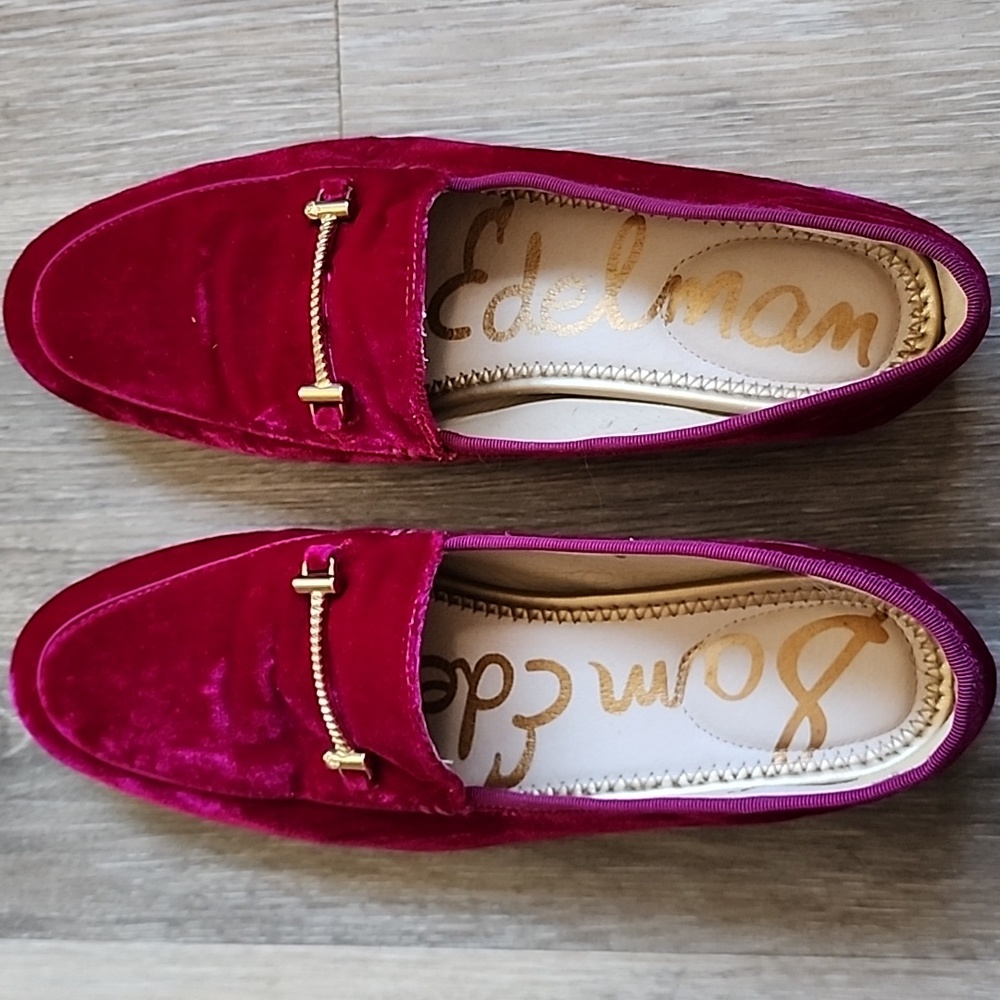 Sam Edelman Raspberry Velvet Loafers - Picture 6 of 12